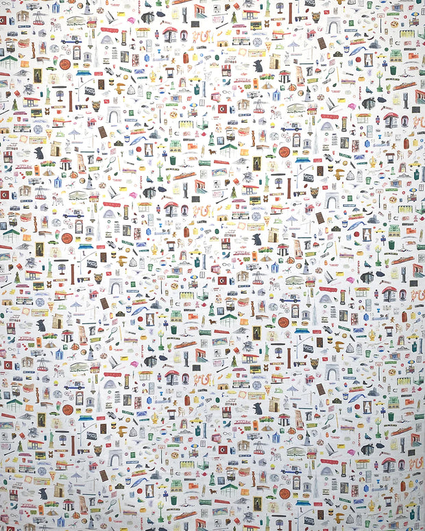 Too Much NYC Stuff Fabric – One Colorway, Cotton Linen Blend