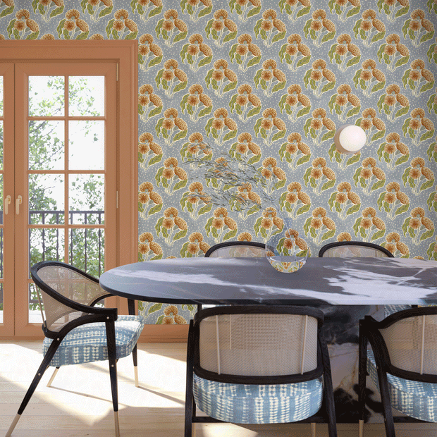 Blue & Rust Wallpaper by Thistle | 27” Clay Coated Single Roll