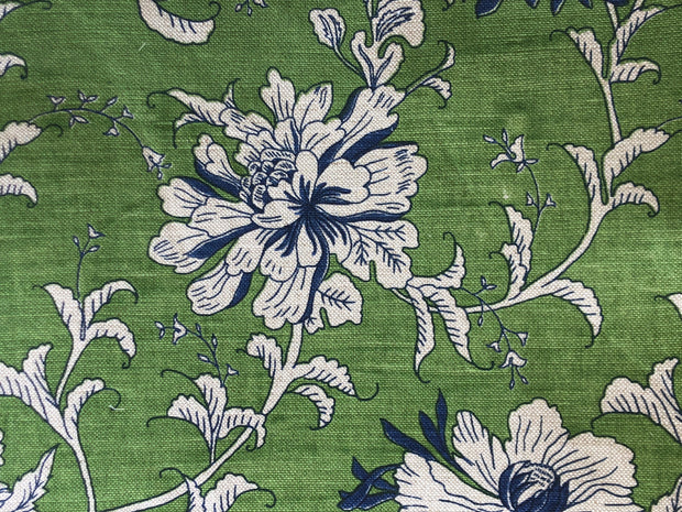 Moss on Natural Tibetan Flower Fabric - Cotton Linen Blend | Supply Showroom
