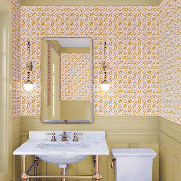 Ochre & Blush Wallpaper by Tiles | 27” Clay Coated Single Roll