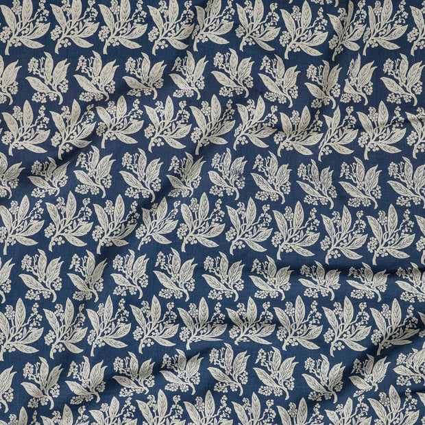 Navy Golden Wattle Fabric | 100% Linen | Sold by the Yard