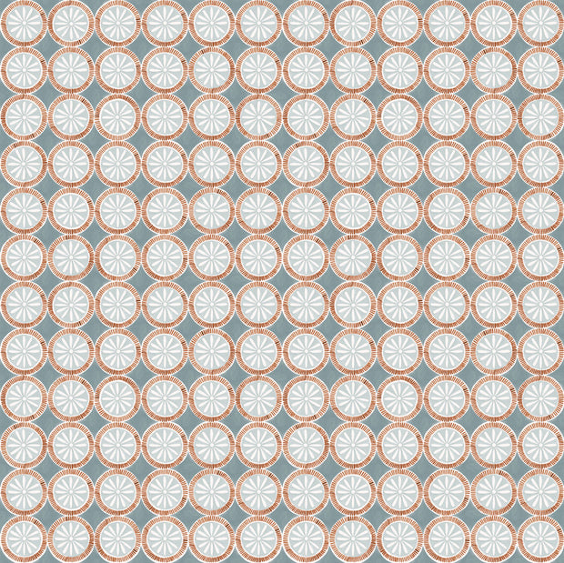 Blue & Rust Wallpaper by Medallion | 27” Clay Coated Roll