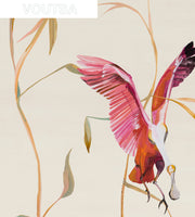 Beige - WP | Birds Wallpaper on Non Woven Vellum Panels