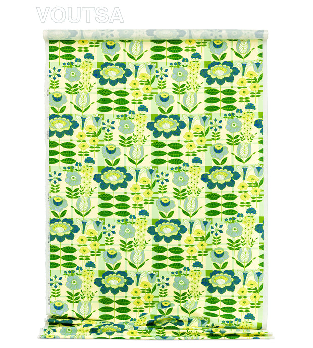 Plaid Blooms Fantasy Fabric – Linen/Cotton Blend, 54" Width