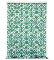 Trumpet Blooms Blue & Green Fabric – Linen/Cotton Blend, 54" Width