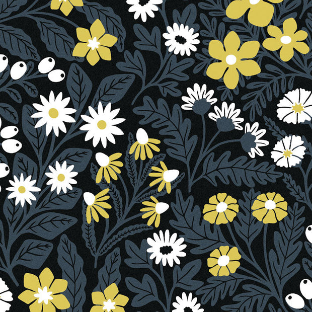 Black Strala Linen/Cotton Fabric - 55.9" Width, 18" x 9" Repeat | SupplyShowroom