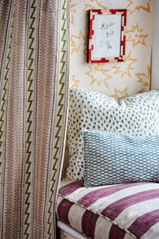 Putty & Green Chaand Stripe Fabric in Indian Linen | By the Yard