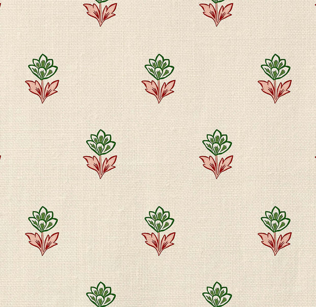 Pink and Green – Indian Tulips Fabric | 82% Vis 18%Lin by the Yard | Supply Showroom
