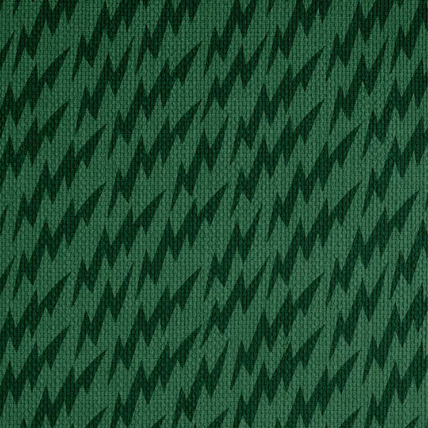 Green Lightning Bolts Linen/Cotton Fabric - 132cm Width, 12cm x 10.3cm Repeat | SupplyShowroom