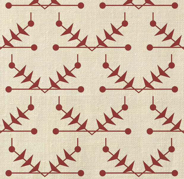 Natural/Burgundy – Atomic Trellis Fabric | Linen Blend by the Yard | Supply Showroom