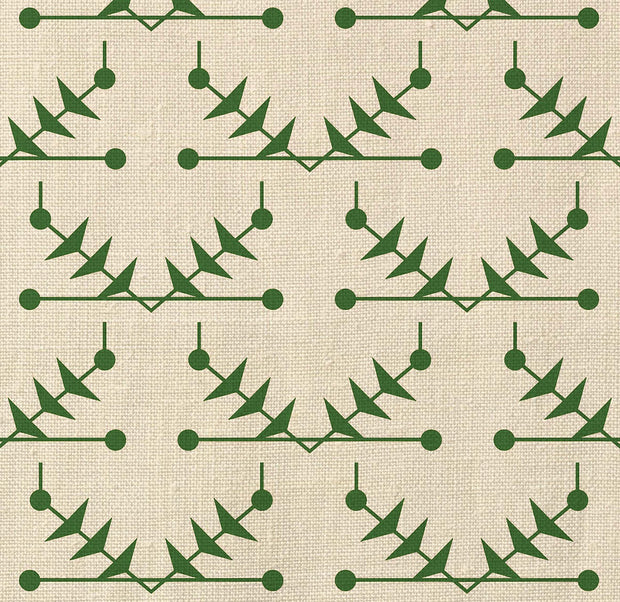 Natural/Green – Atomic Trellis Fabric | Linen Blend Upholstery | Supply Showroom