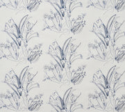 Cobalt - F | Blueprint Flower Cobalt Fabric by the Yard | Natural Linen/Cotton