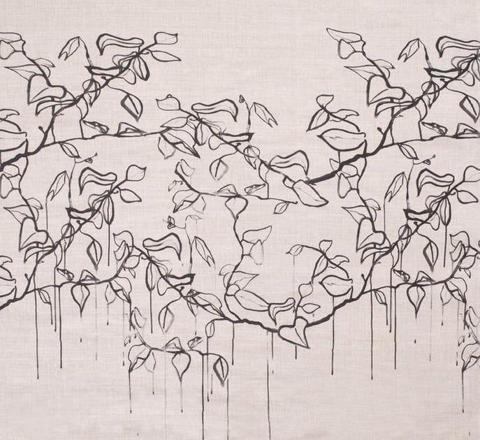 Black - Branch Drip - 100% Natural Linen Fabric | Supply Showroom ...