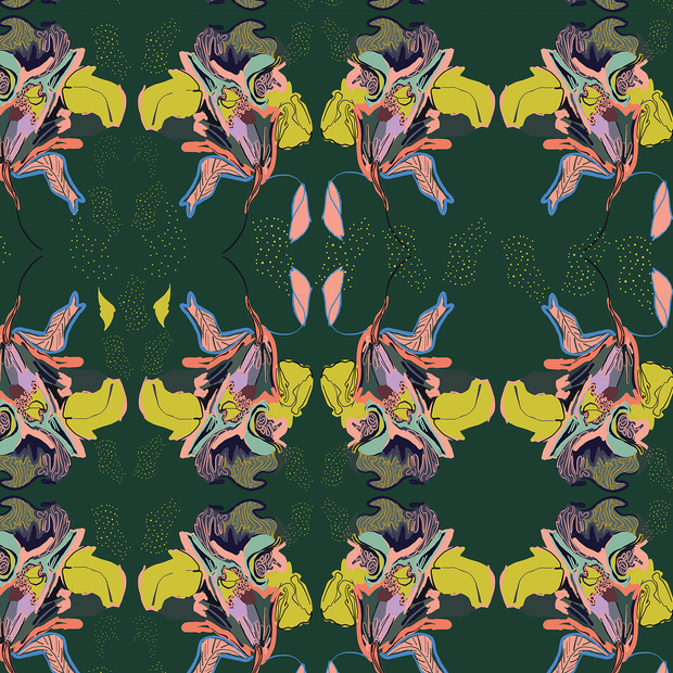 Dragonflower Green - Linen Cotton Fabric - Premium Quality | Supply Showroom