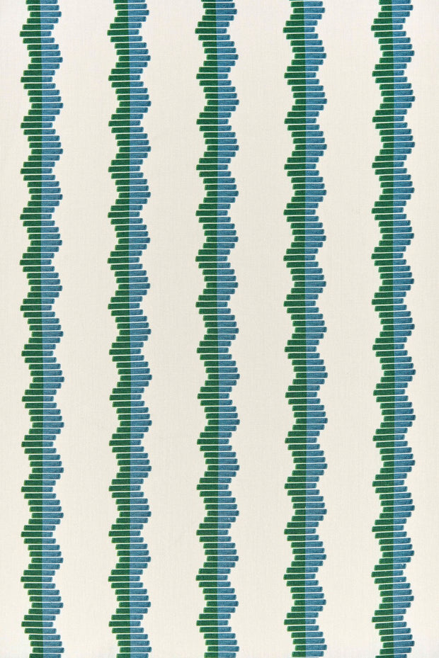 Green and Blue Crinkle Linen Fabric - 133cm Width, 11.8cm x 6cm Repeat | SupplyShowroom