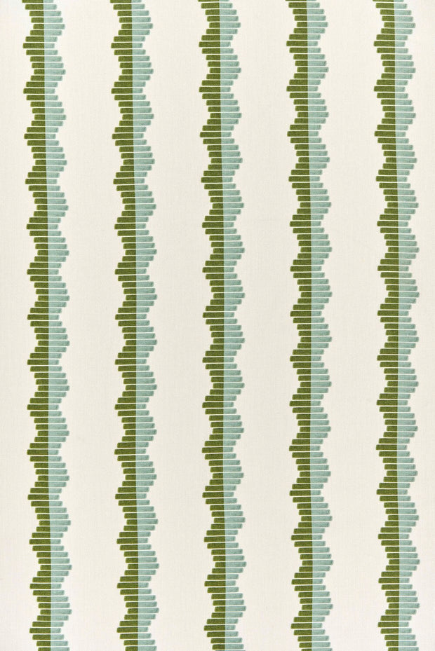 Olive and Light Blue Crinkle Linen Fabric - 133cm Width, 11.8cm x 6cm Repeat | SupplyShowroom