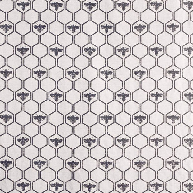 Charcoal Honey Bees Fabric – Linen Cotton, 140cm, 18"x25.2" Repeat