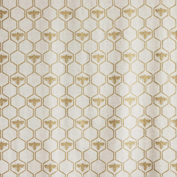 Gold Honey Bees Fabric – Linen Cotton, 140cm, 18"x25.2" Repeat