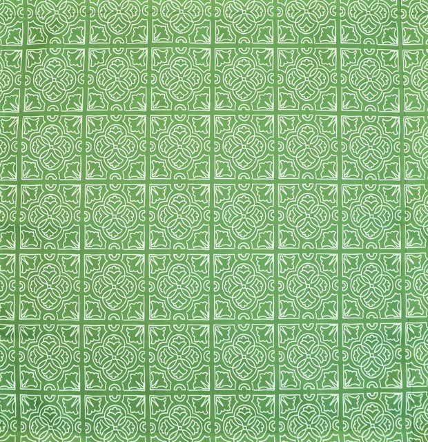 Reverse Irish Tile Fabric – Grass on Natural/Oyster, 54" Wide
