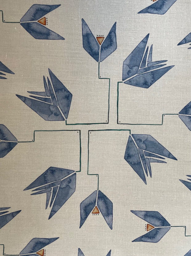 Slate Blue on Natural Linen-F
