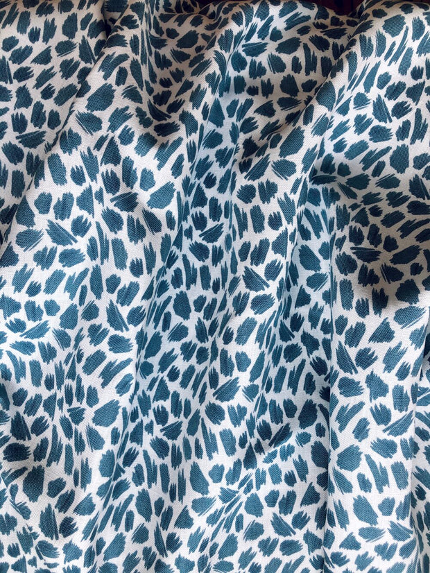Misty Blue Jungle Linen Fabric - 133cm Width, 12.7cm x 18.3cm Repeat | SupplyShowroom