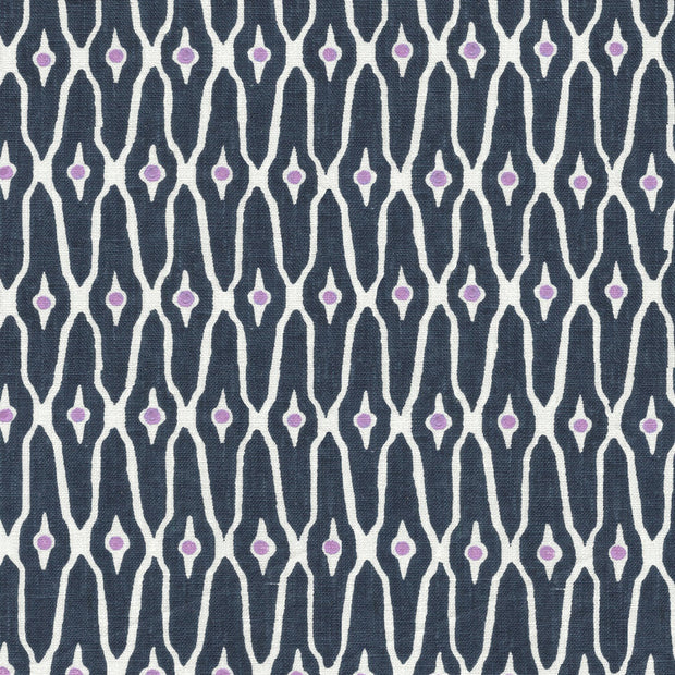Navy Lattice Block Fabric – 100% Linen, 54" Wide | Supply Showroom