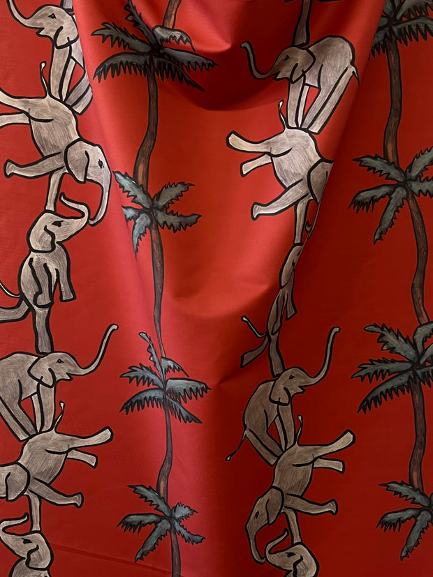 Scarlet Totem Tunis Fabric - Linen Cotton Blend - Premium Quality | Supply Showroom